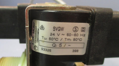 AUK Muller SVGW 93325 Double Valve Assembly w/ Body 24V 50/60Hz Used