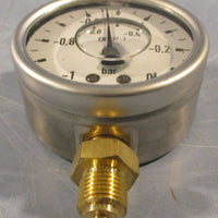 Trepko EN 8371 Pressure Gauge 1 to 0 bar Liquid Filled 21/2" OD