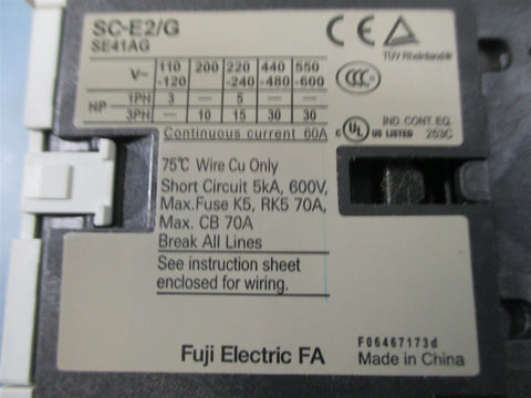 Fuji Electric SCE2/G SE41AG Overload Relay  Used