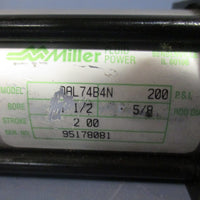 MILLER FLUID POWER PNEUMATIC CYLINDERS 200 PSI, 2" STROKE, 1 1/2" BORE DAL74B4N