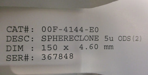 Phenomenex 00F4144E0 SphereClone 5u ODS HPLC Column 150 x 4.60mm