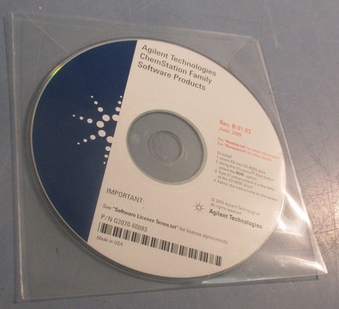 Agilent Technologies G2070-60083 ChemStation Family Software Rev. B.01.03