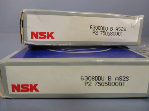 LOT OF (2) NSK SINGLE ROW DEEP GROOVE RADIAL BALL BEARING 6308-2RSJEM