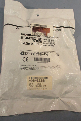 ALLEN BRADLEY RIGHTSIGHT 42EFU2JBBF4 PHOTOSWITCH RETROFLECTIVE SENSOR SERIES A