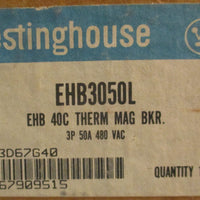 Westinghouse EHB3050L Circuit Breaker 3-Pole 50 A 480 VAC NOS
