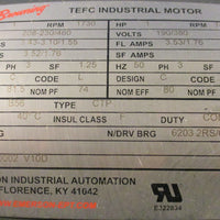 Browning Tefc Industrial Motor W/Reducer 1730Rpm 50Hz 1.25 Sf