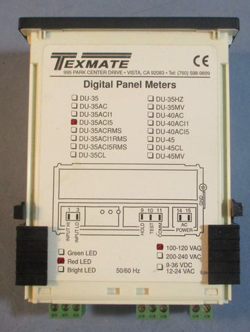 Texmate DU35AC15 Digital Panel Meter 100120VAC Red LED 50/60Hz