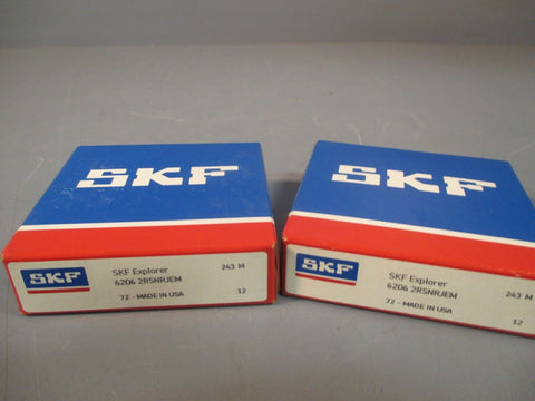 SKF Explorer Radial/Deep Groove Ball Bearing (Lot of 2) 6206 2RSNRJEM