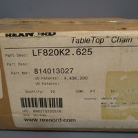 REXNORD TableTop Chain 10 Ft Lg LF820K2.625