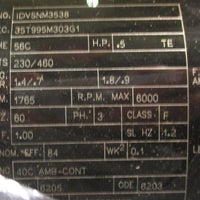 Baldor IDVSNM3538 Motor 1/2 HP, 1765 RPM, 56C Frame, 230/460 Volt, 35T995M303G1