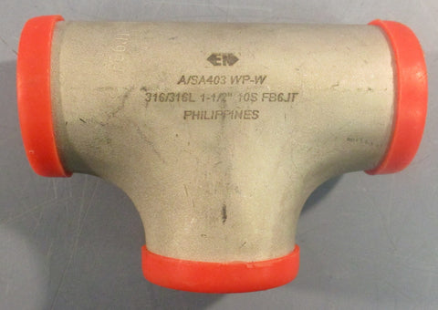 EN A/SA403 WP-W Seamless Stainless Steel T Butt End 316/316L 1-1/2" Lot of 2