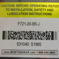 Boston Gear F721-20-B5-J Gear Reducer 20:1 Ratio 1.4 Input HP 1" Shaft Dia