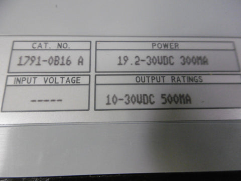 Allen Bradley 1791-0B16 Ouput Module 19.2-30V Vdc 300 ma 10-30V Vdc 500 Ma