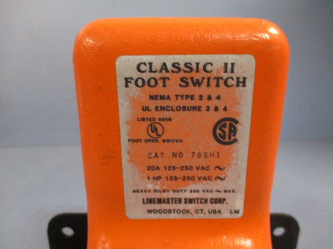 LineMaster Classic II Foot Switch w/ Guard,. 20A, 125-250VAC, 1HP, 78SH1