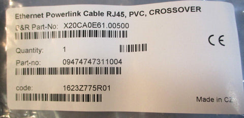 B&R X20CA0E61.00500 Ethernet Powerlink Cable RJ45, PVC, Crossover 5.0m Long