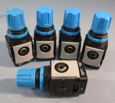 Lot of (5) Festo LR-M1-G 1/8-Q7I Pneumatic Pressure Regulator w/G 1/8 Ports