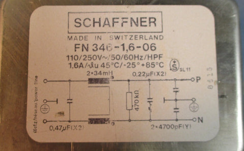 Schaffner FN346-1,6-06 Filtered Power Entry Module 3POS 110/250 VAC NWOB