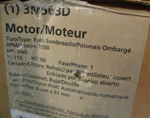 Dayton 3M563D Electric Motor 1550RPM 1/40HP 115V 60Hz 1.0A 5/16" Shaft Dia
