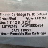 Brady Ribbon Cartridge Green/Red 2 Color 8" Panel, 4.11" x 200' 110220