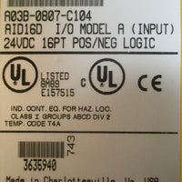 Fanuc A03B0807C104 I/O Model A (Input) AID16D 24VDC 16PT POS/NEG Logic