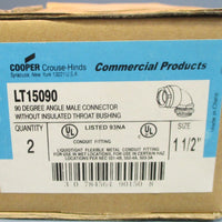 Box 2 Crouse Hinds LT15090 Male Conduit Connector Fittings 90 Degree 11/2" NIB