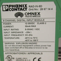 PHOENIX CONTACT RAD-IN-8D / 2867144 8 CHANNEL DIGITAL INPUT MODULE 12-30VDC