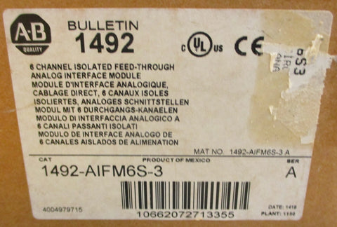 Allen Bradley 1492AIFM6S3 Ser A Isolated FeedThrough Analog Interface Module