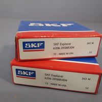 Lot of 2 SKF Explorer Radial/Deep Groove Ball Bearing 6206 2RSNRJEM