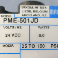 Mac PME-501JD Solenoid Valve 24VDC 6W 25-150PSI w/ Peters GIB3R Connector