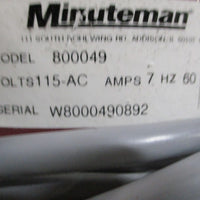Minuteman 800049 Clean Room Vacuum Dry Only 115 VAC 7 A 60 HZ