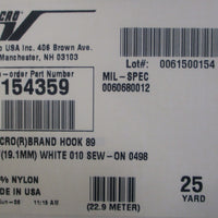 Velcro 4001680103 Nylon Fastener Tape, Hook 3/4" x 900" (25yd) White 154359