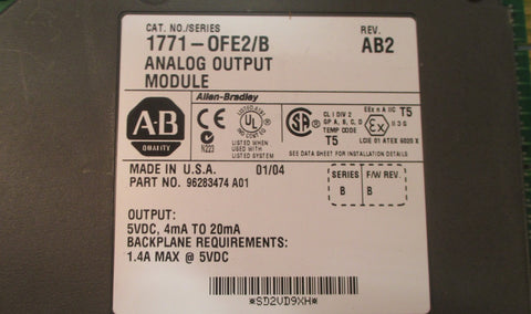 Allen Bradley 1771OFE2/B Rev. AB2 Analog Output Module Series B Used