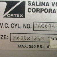 Salina Vortex DAC60AFM Pneumatic Cylinder M600x12-1/2M w/ Gate Valve 12"