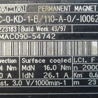 Indramat MAC090C0KD1B/110A0/I00625/S001 Permanent Magnet Motor 1" Shaft