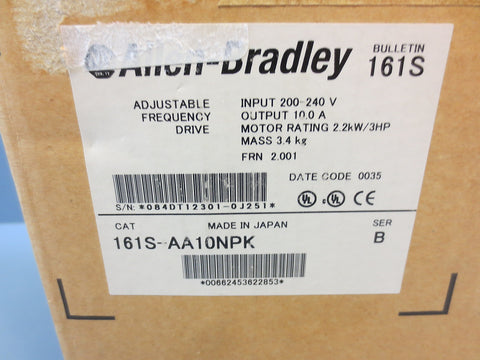 Allen Bradley 2.2 kW/3HP Adjustable Variable Frequency 161SAA10NPK Ser B
