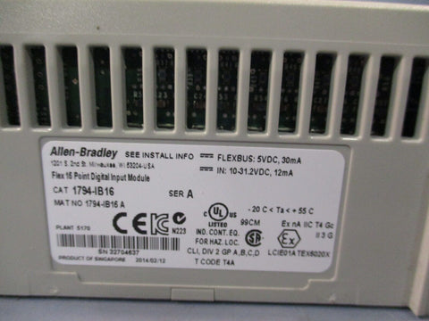 Allen-Bradley Flex I/O Module 1794-IB16 w/Power Supply RID Adapter 1794-ASB