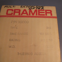 Cramer Type 241EA P/N 10000 60 Second Timer W.D. 1150 115/60 SW 15A 241EB6000