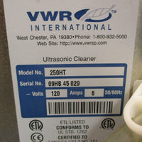 VWR Scientific 250HT Ultrasonic Cleaner w/ Lid and Manual 2.5Gal 120V 6A 50/60Hz