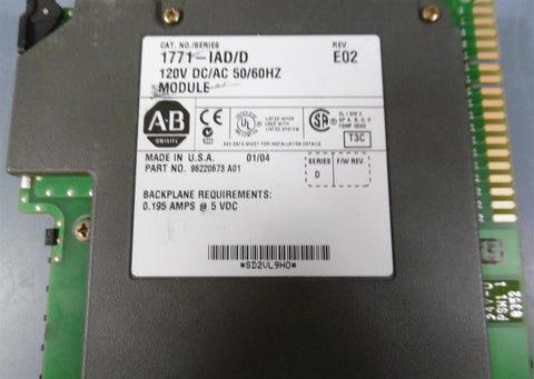 Allen Bradley 1771IAD/D Rev EO2 120V DC/AC 50.60Hz Module