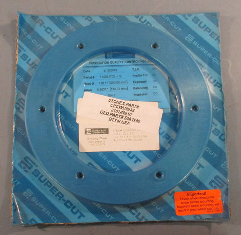 Super Cut 07958745555 Grinding Wheel Max 7600 RPM 5MM Glass 51/2" ID 8" OD