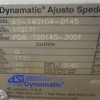 Dynamatic AS1401040145 Ajusto Spede NP1 TR Motor 1 HP, 3 Ph, 230/460 V Used