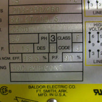 Baldor M2394 15 HP Motor 3500 RPM, 208230/460V, 256U Frame, 07H362W360
