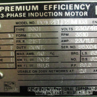 Toshiba B0102FLF2UMH03 EQP III Motor 10 HP, 3510 RPM, 230/460 V & 215T Frame