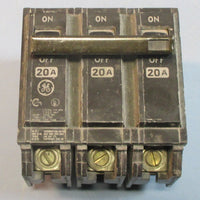 GE / General Electric THQB ZZ-7359 3 Pole 20A Circuit Breaker Used