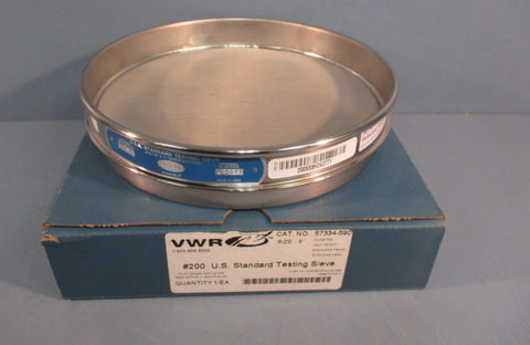 VWR 57334590 #200 U.S. Standard Testing Sieve 8" Dia 0.050mm Wire Dia Stainless