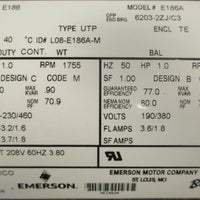Emerson E186 3PH Motor E186A Synchrogear R276/L12113272N Gearbox 11/4" Shaft