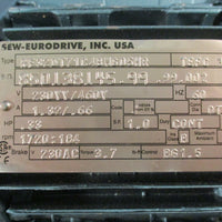 SewEurodrive RF32DT71C4BM605HR Motor 20mm Shaft Dia 60Hz 0.33HP 1720:184 RPM