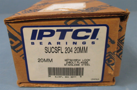 IPTCI SUCSFL 204 20MM 2 Bolt Flange Bearing 20mm Bore Setscrew Lock NIB