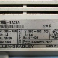 Allen Bradley 1305 AC Variable Speed Drive .75HP 380/460V Ser C 1305BA02A