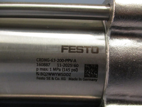 FESTO CRDNG-63-200-PPV-A 160887 145PSI SS DBL-Acting ISO Cylinder 200" Stroke